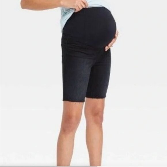 ISABEL MATERNITY black stretch denim bermuda shorts 8 NWT - Picture 1 of 9